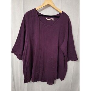 Soft Surroundings Purple Cotton Gauze Tunic Top 3x Lagenlook Coastal Beach Boho